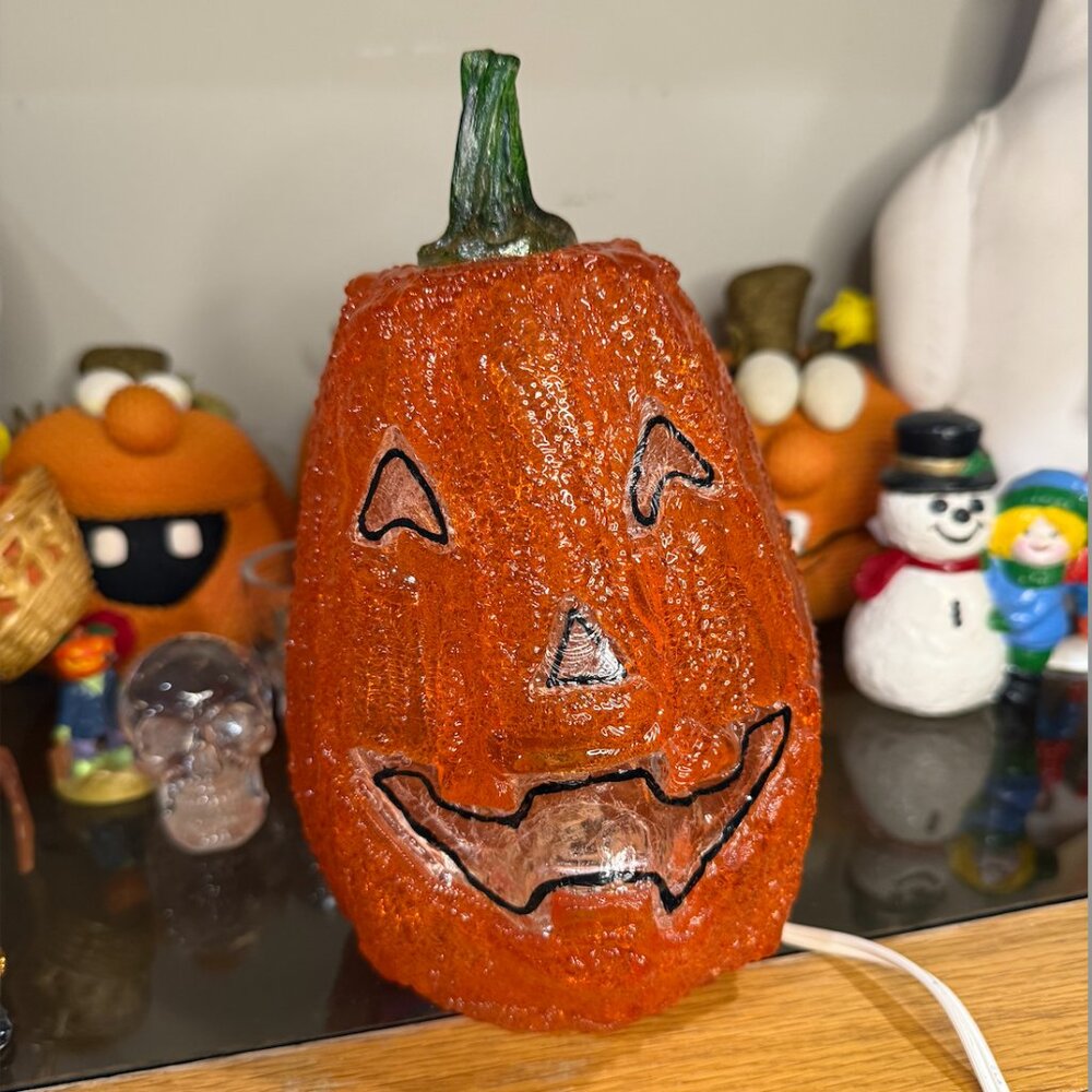 VTG Halloween Gourd Jack O Lantern Pumpkin Light